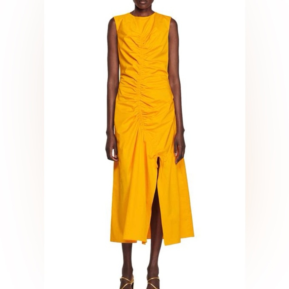 Vibrant Yellow Sleeveless Midi Dress